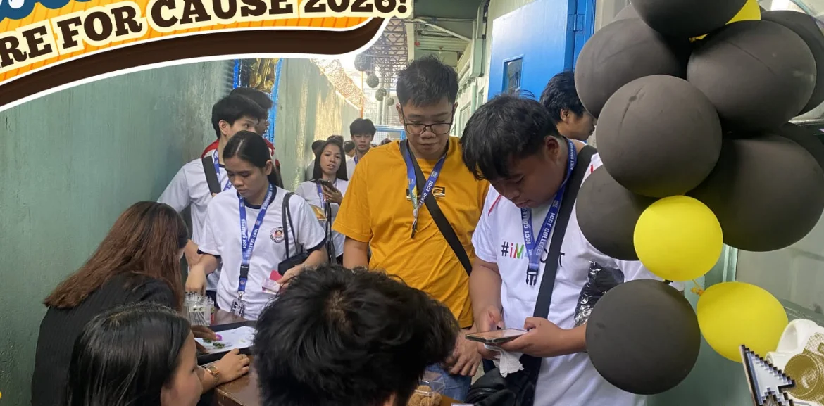 Students at the CES booth