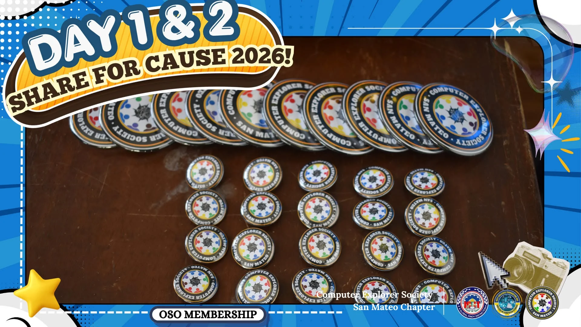 CES San Mateo membership pins displayed during OSO Week